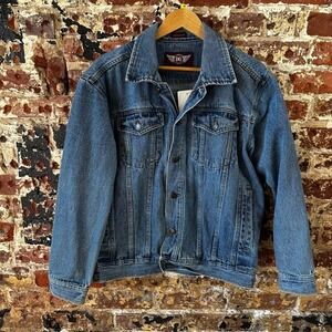 Denim Gear Mens Medium Denim Jean Trucker Jacket Button Work